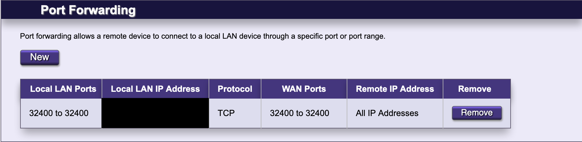 Router port
forwarding