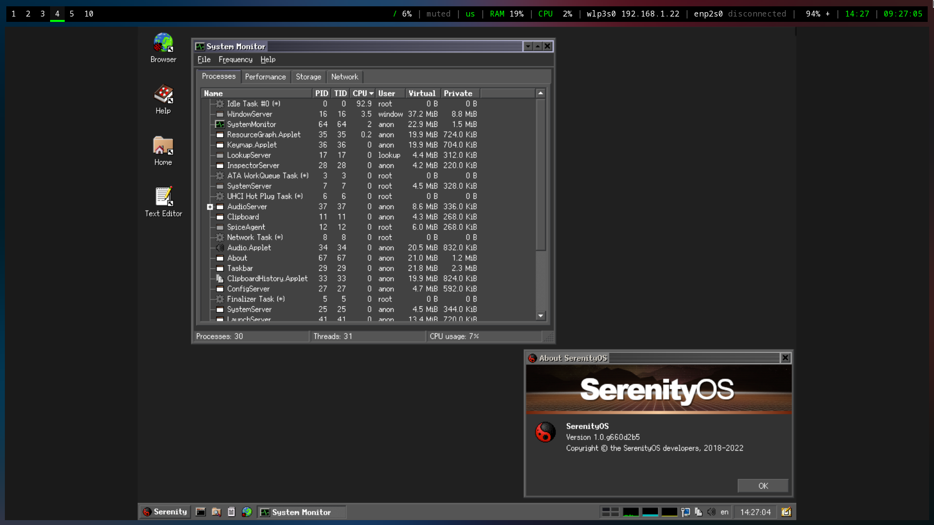 SerenityOS System
Monitor