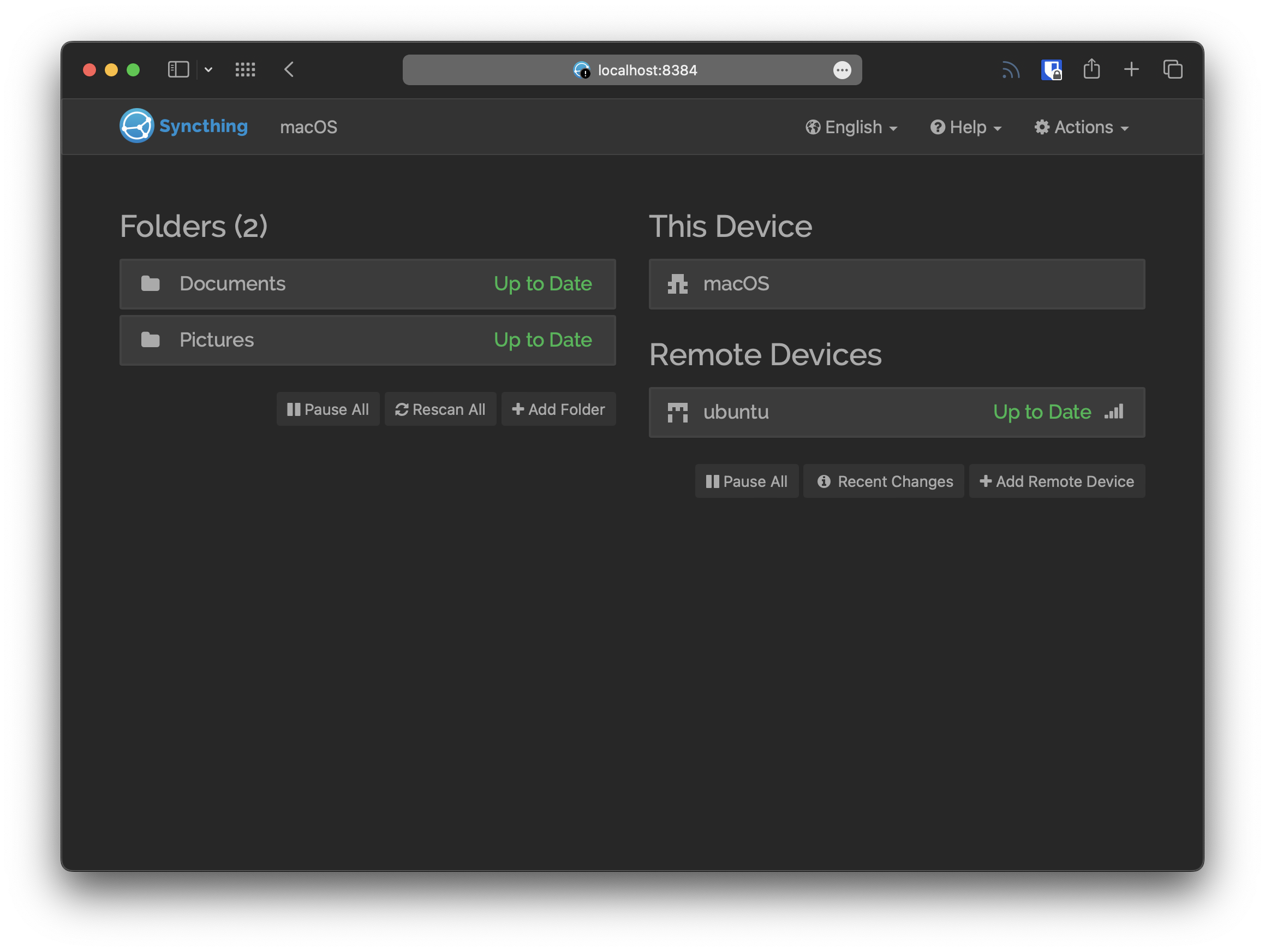 Syncthing
Dashboard